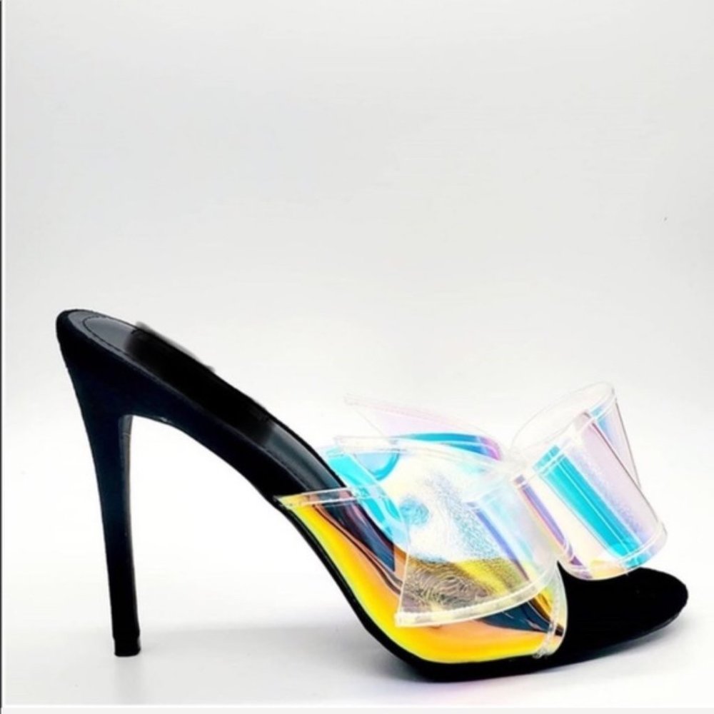 Oversized Bow Mules in Hologram/Black - Picture 6 of 7